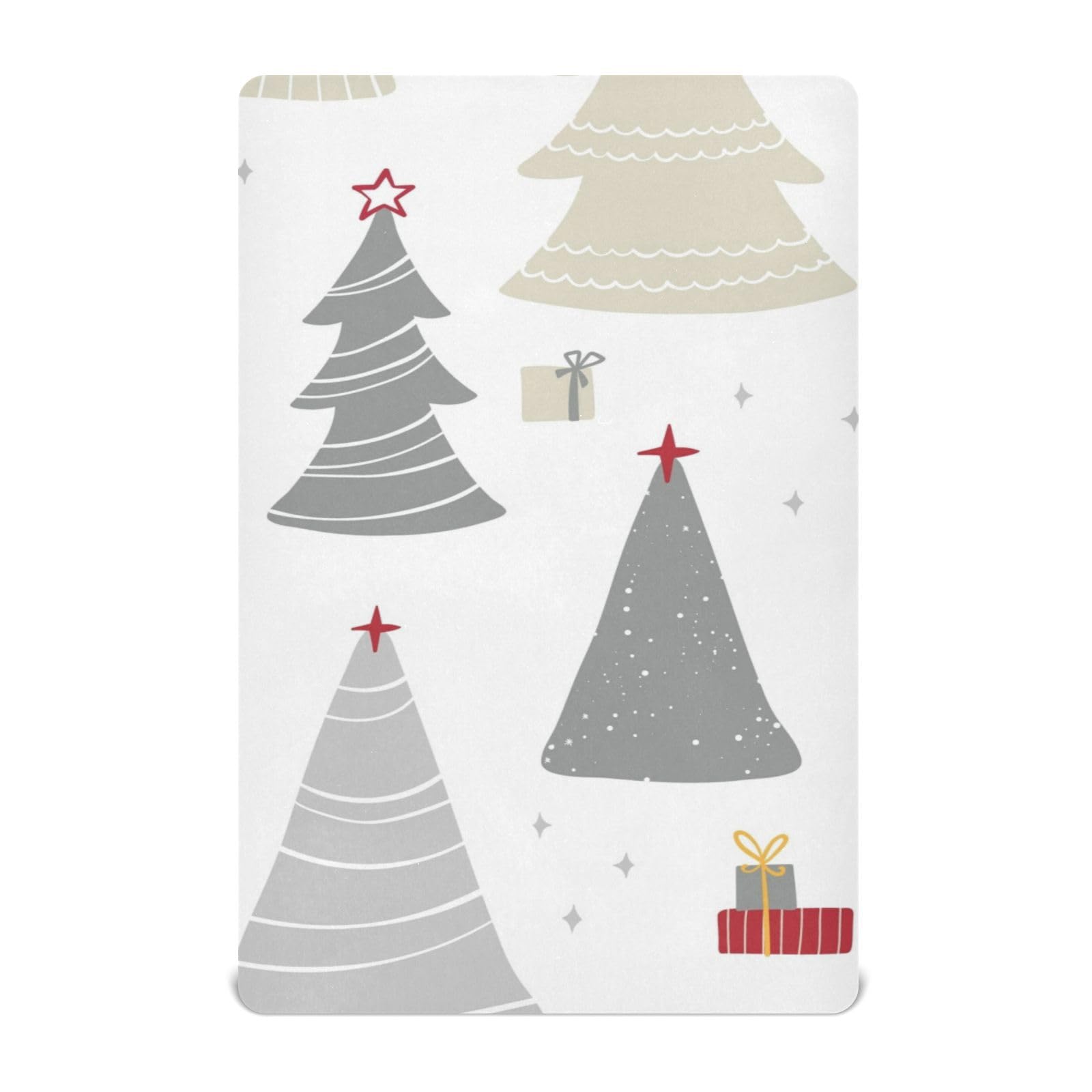 Moudou Christmas Tree Playard Sheet for Boy Girls, Soft Breathable Fitted Toddler Sheet for Standard Playard Bed Mattress, 39 x 27 x 5 Inch