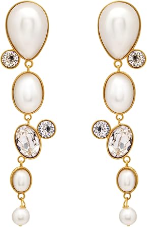 Pearls & Rhinestones Drop Clip-On Earrings