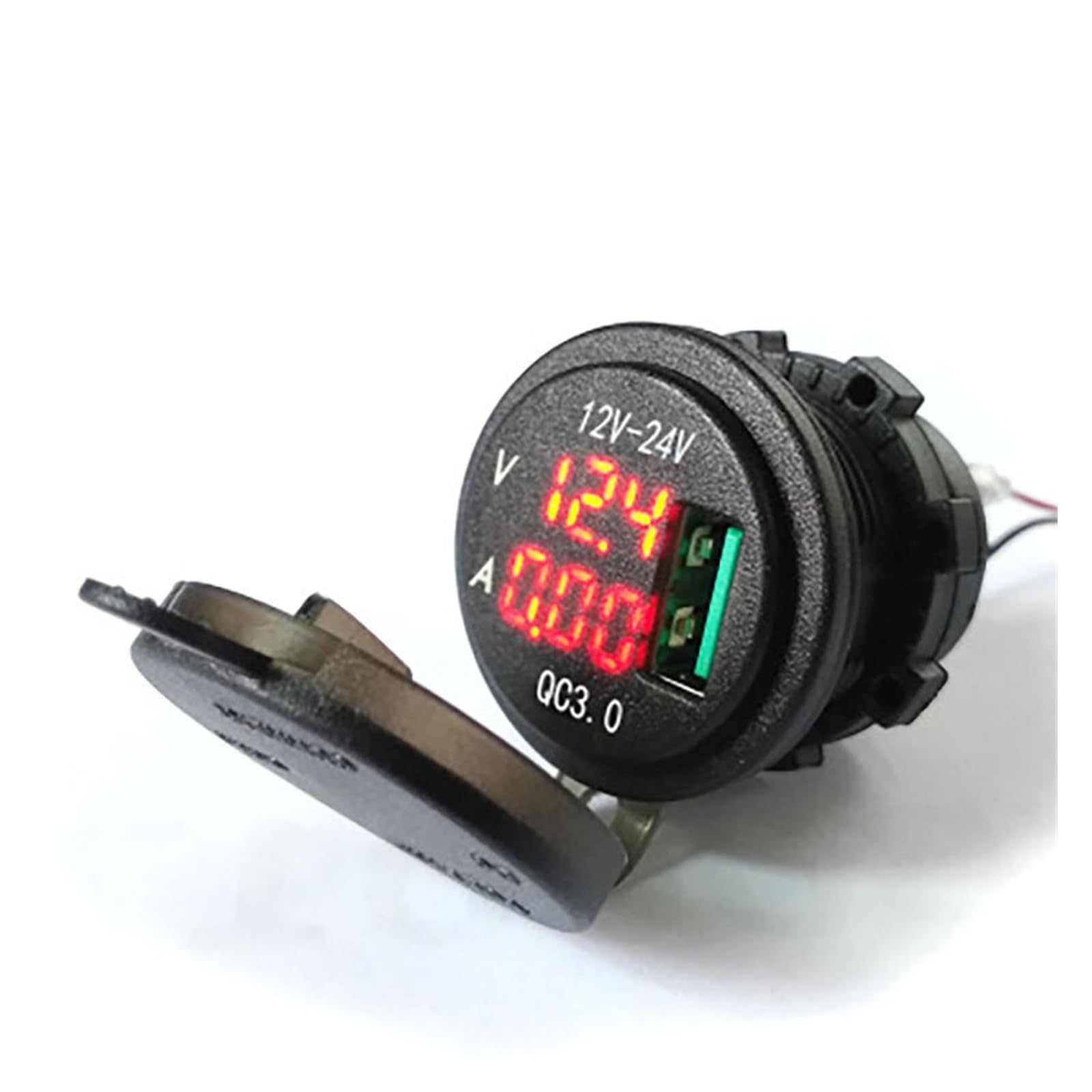 QC3.0 Szybkie ładowanie Wodoodporny miernik napięcia Woltomierz Wyświetlacz prądu Pojedyncze wyjście USB Ładowarka samochodowa zmodyfikowana do samochodu i motocykla Cheerfully (Color : Red)