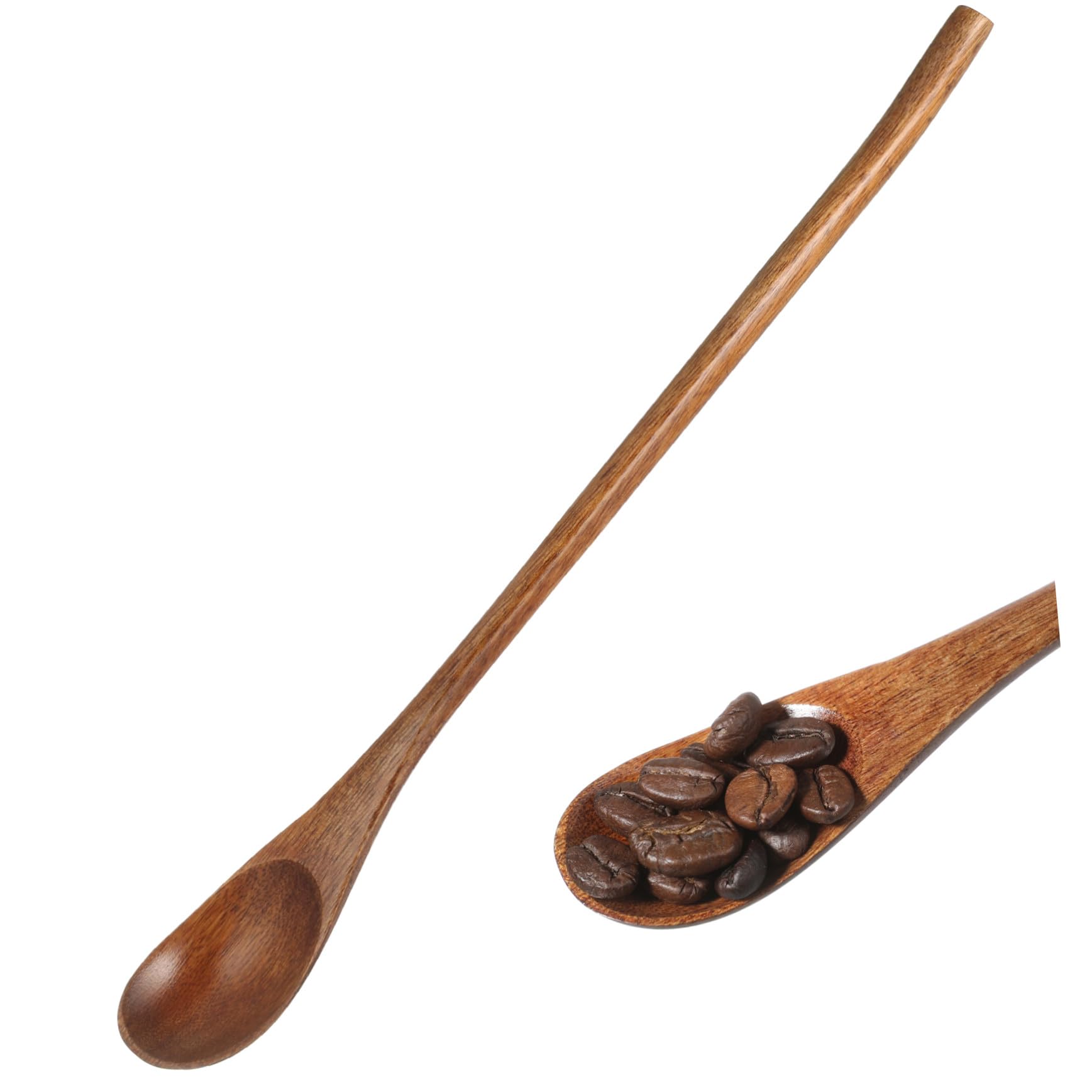TOYANDONA 2 Pièces Cuillères à Café à Long Manche Style Japonais Cuillères Rétro pour Miel et Café Lot de Nanmu pour Remuer
