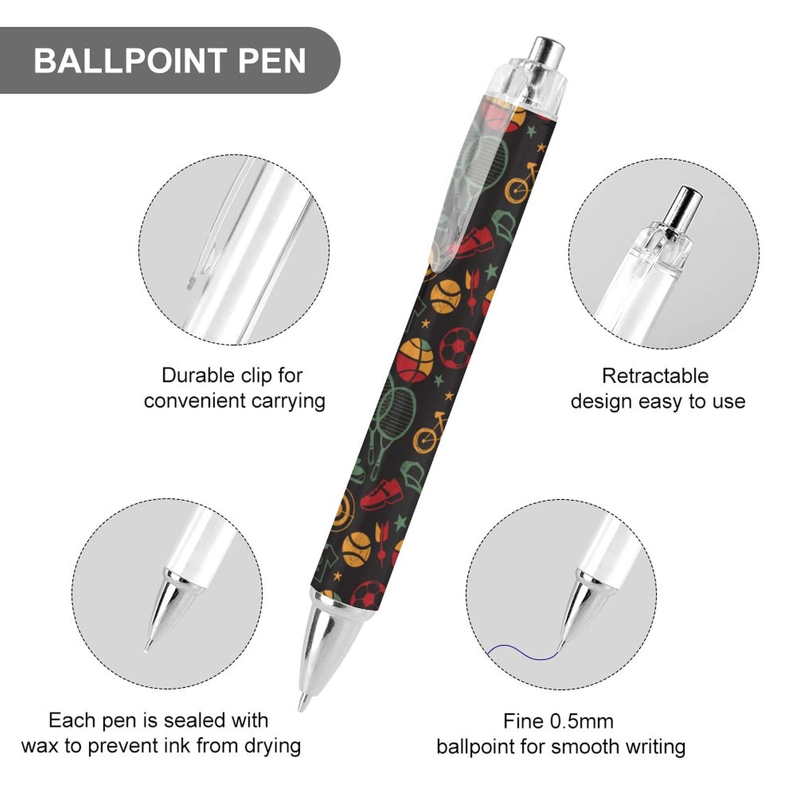 Schöne Feuerwerk Kugelschreiber - 4er Pack Mit 0,5 Mm Schwarzer Tinte, Einziehbar & Glatt Schreibend Für Büro, Schule & Geschenk