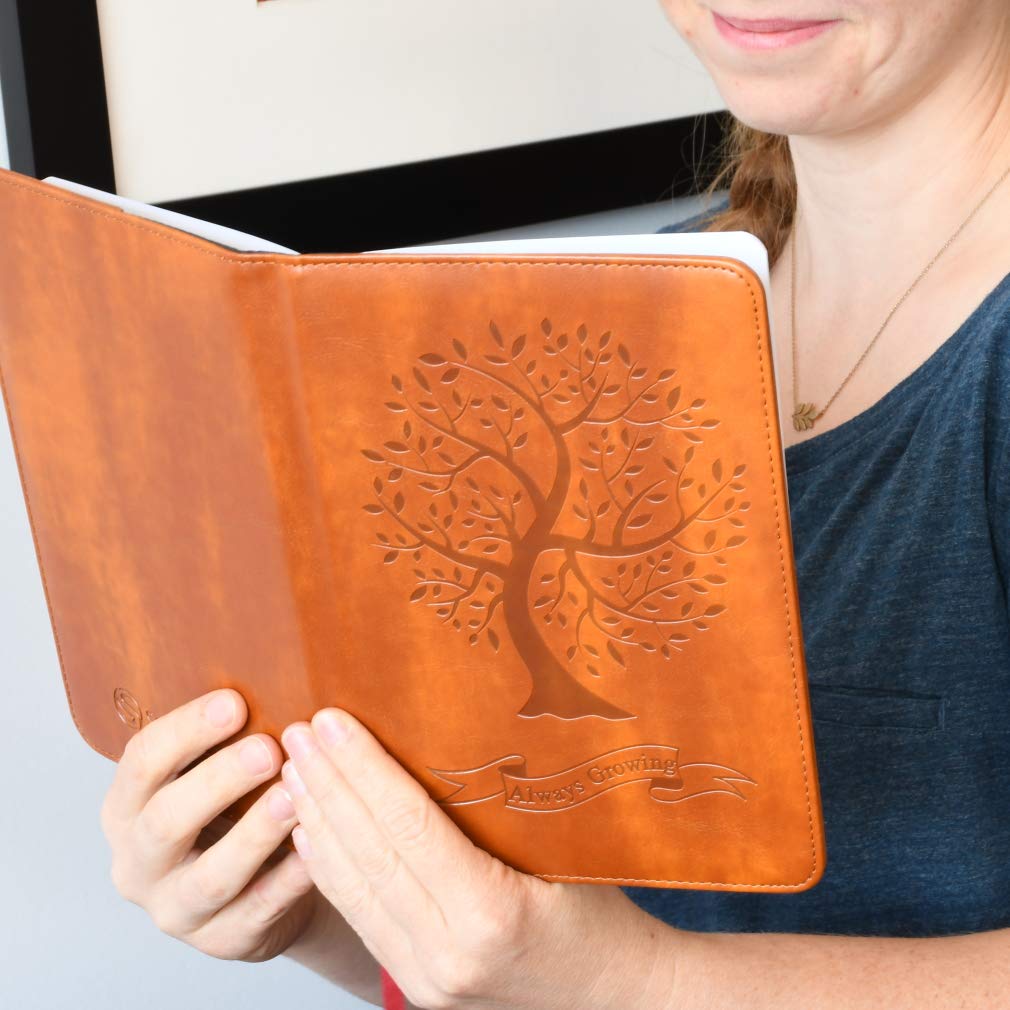 Tree Writing Journal by SohoSpark, Refillable Faux Leather, Lined Personal Diary, 6x8.75 Notebook for Writers. Fountain Pen Friendly, Lay-Flat Binding - Image 2