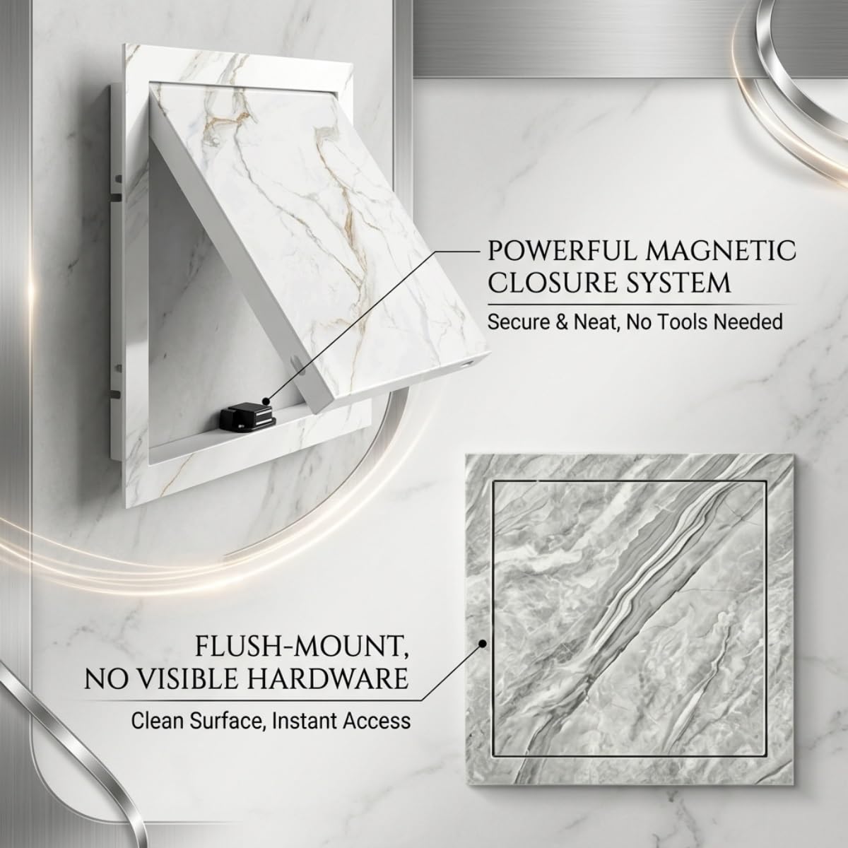 Magnetyczny panel dostępu do płyt kartonowo-gipsowych, bezszwowy właz ścienny do instalacji wodno-kanalizacyjnych i elektrycznych, ciemnoszary, 15 x 20 cm, łatwy dostęp, trwała konstrukcja