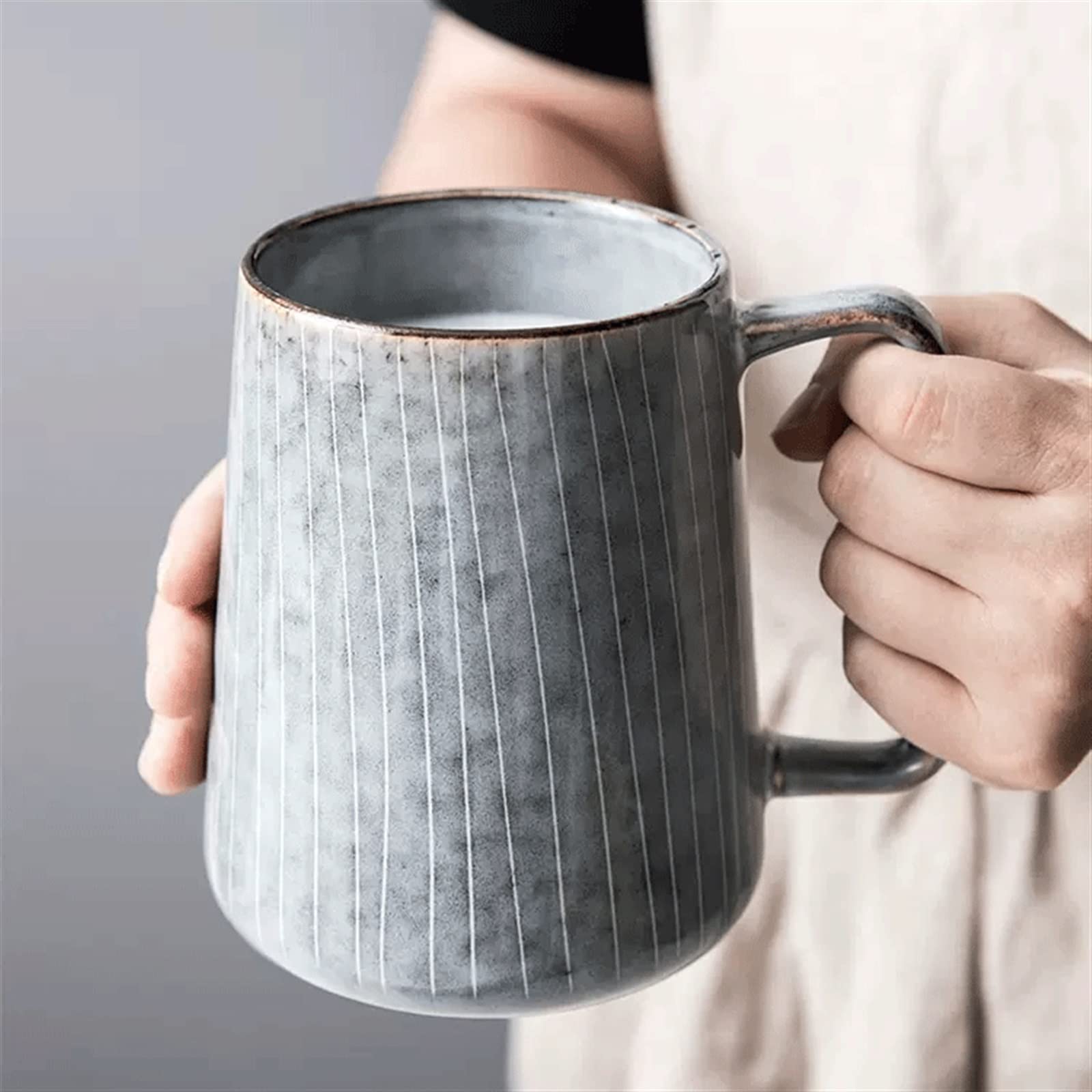 Nowoczesny styl 650 ml retro pionowy ziarno ceramiczny kubek do kawy dom osobowość super pojemność kubek biuro kreatywna herbata do gorącej czekolady