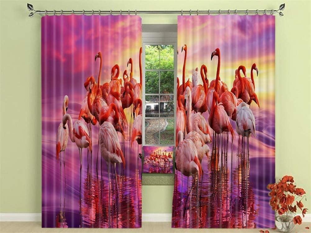 Curtains Group of Flamingos 3D Digital Printed Polyester Blackout Curtains The Window Curtain with Bedroom Custom Size (Size : 2.64x1.6m)