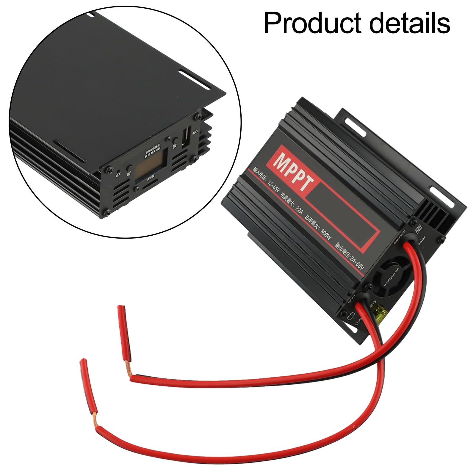 Controlador de impulso solar mppt de 800 W, regulador de carga de pantalla LCD para batería de 24 V, 36 V, 48 V, 60 V, 72 V, aleación de aluminio con puerto USB