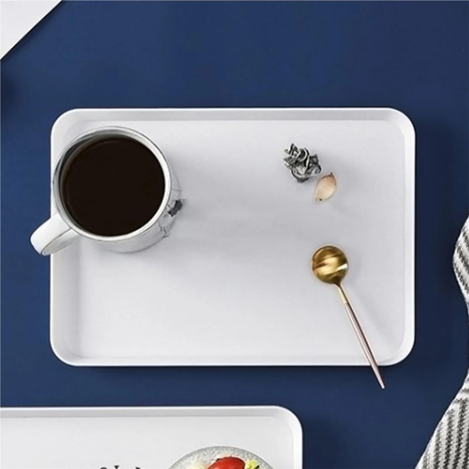 Juego de 3 bandejas rectangulares de plástico para desayuno, tazas de frutas y pan, platos versátiles para servir en casa, bar, hotel y más