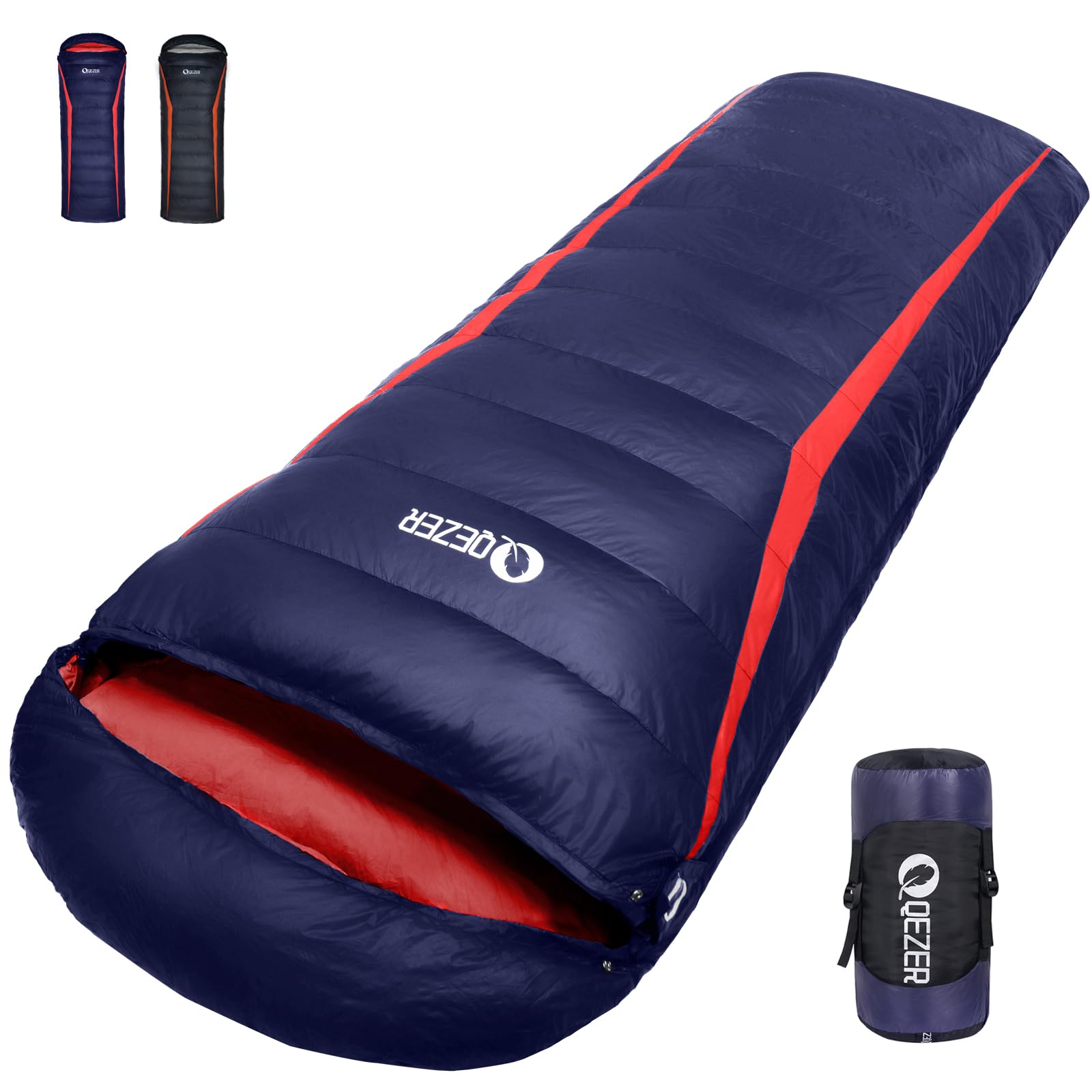 Saco de dormir de plumón, saco de dormir ultraligero de -3 °C a 8 °C para 4 estaciones, camping, mochileros y senderismo, relleno de plumón de pato premium de 600 g