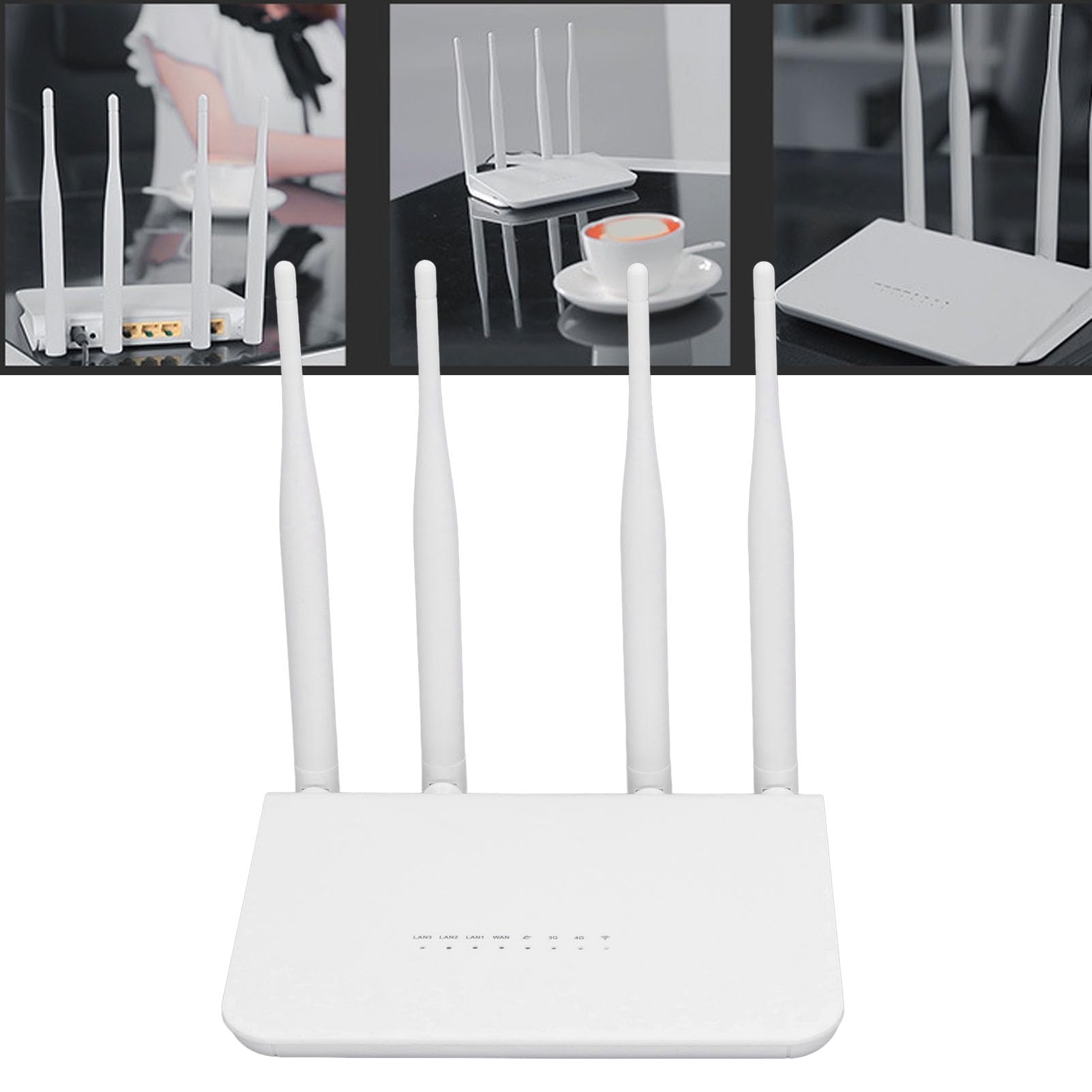 Modem Router 4G LTE, Router Hotspot Mobile Sbloccato con Slot per Scheda SIM e 4 Antenne per L'area Asiatica (Spina europea)