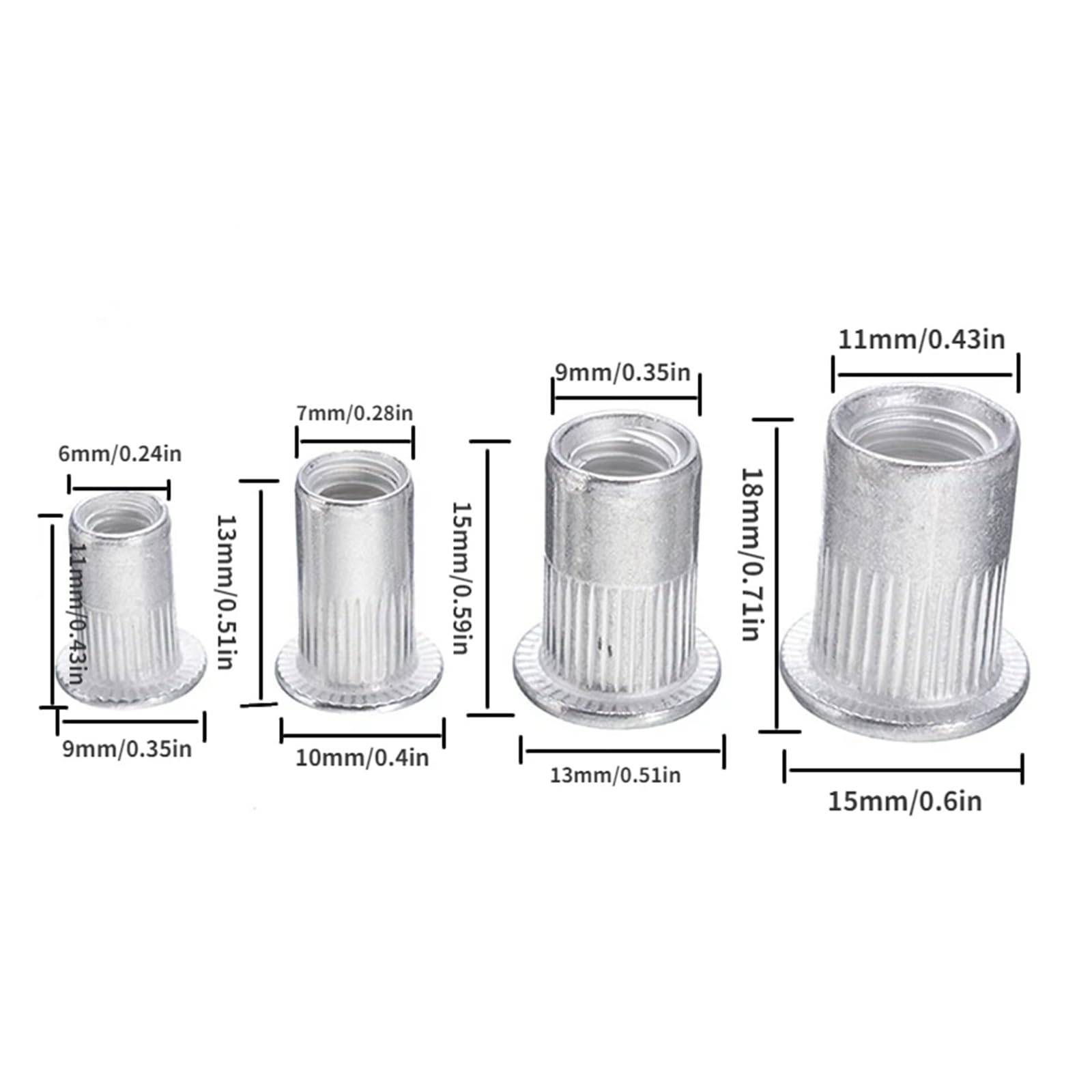 100 pz Acciaio Inox Rivetti Dadi Kit Inserti Dado Filettati Rivnut Nutsert M4 M5 M6 M8 Set Misto Strumenti di Riparazione