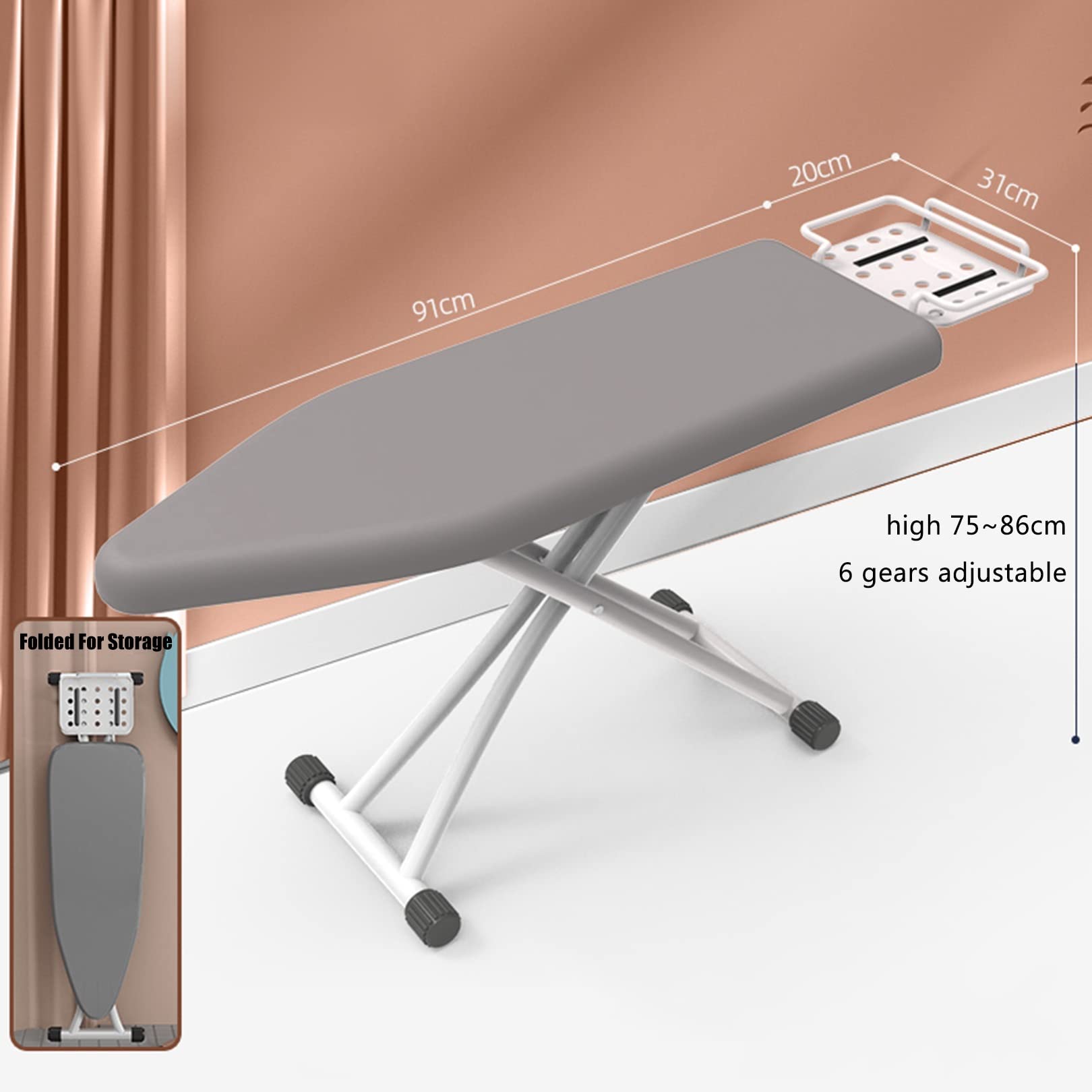 Tabla De Planchar, superficie de planchado extra grande ,Soporte Para Centros De Planchado,6 altura regulable,Patas Extragruesas con Patas Antideslizantes，ideal para espacios reducidos ( Color : C )