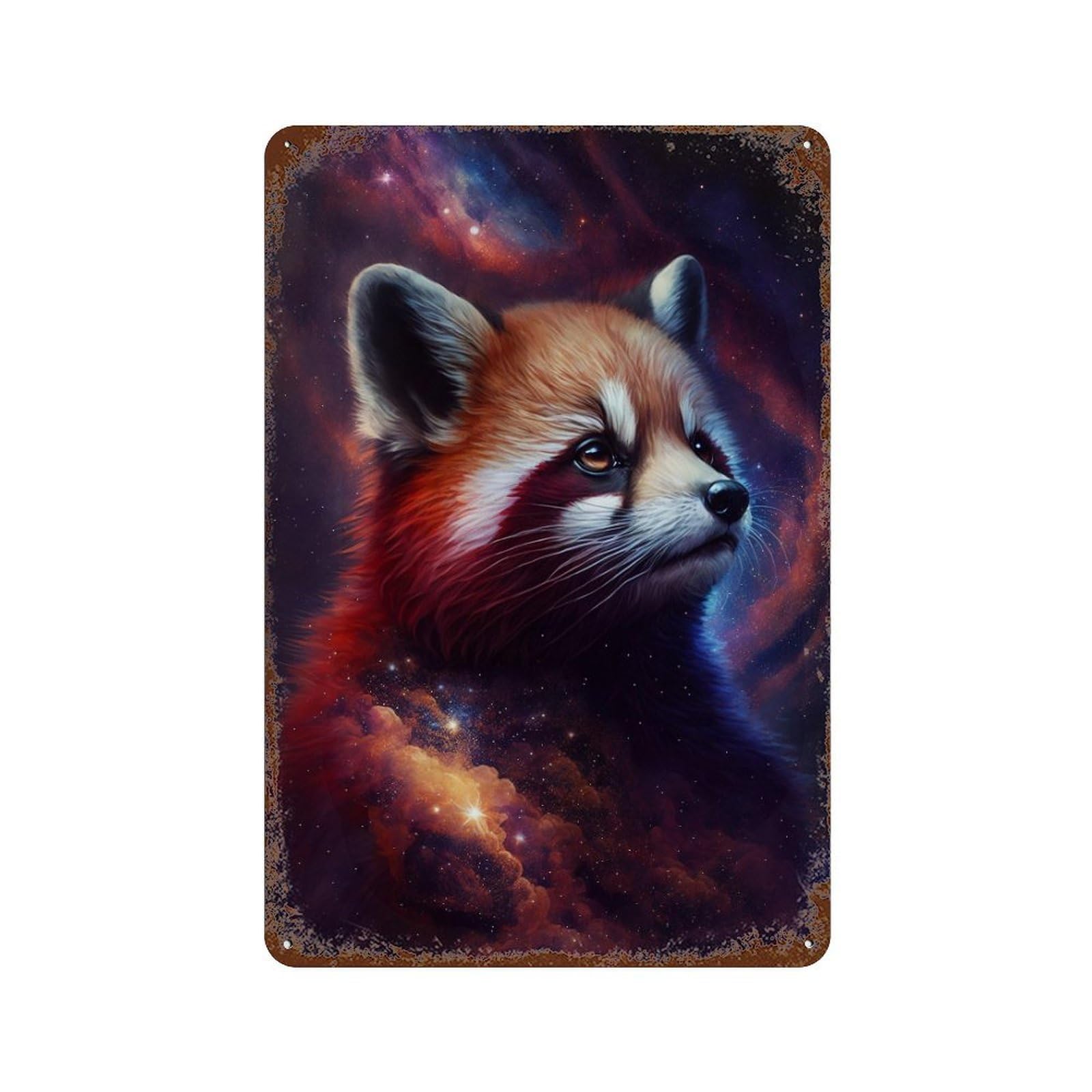 Cosmic Red Panda Art Print-8 Vintage Metal Tin Sign 11.8"x7.9", Novelty Wall Decor for Garage, Pub Or Kitchen