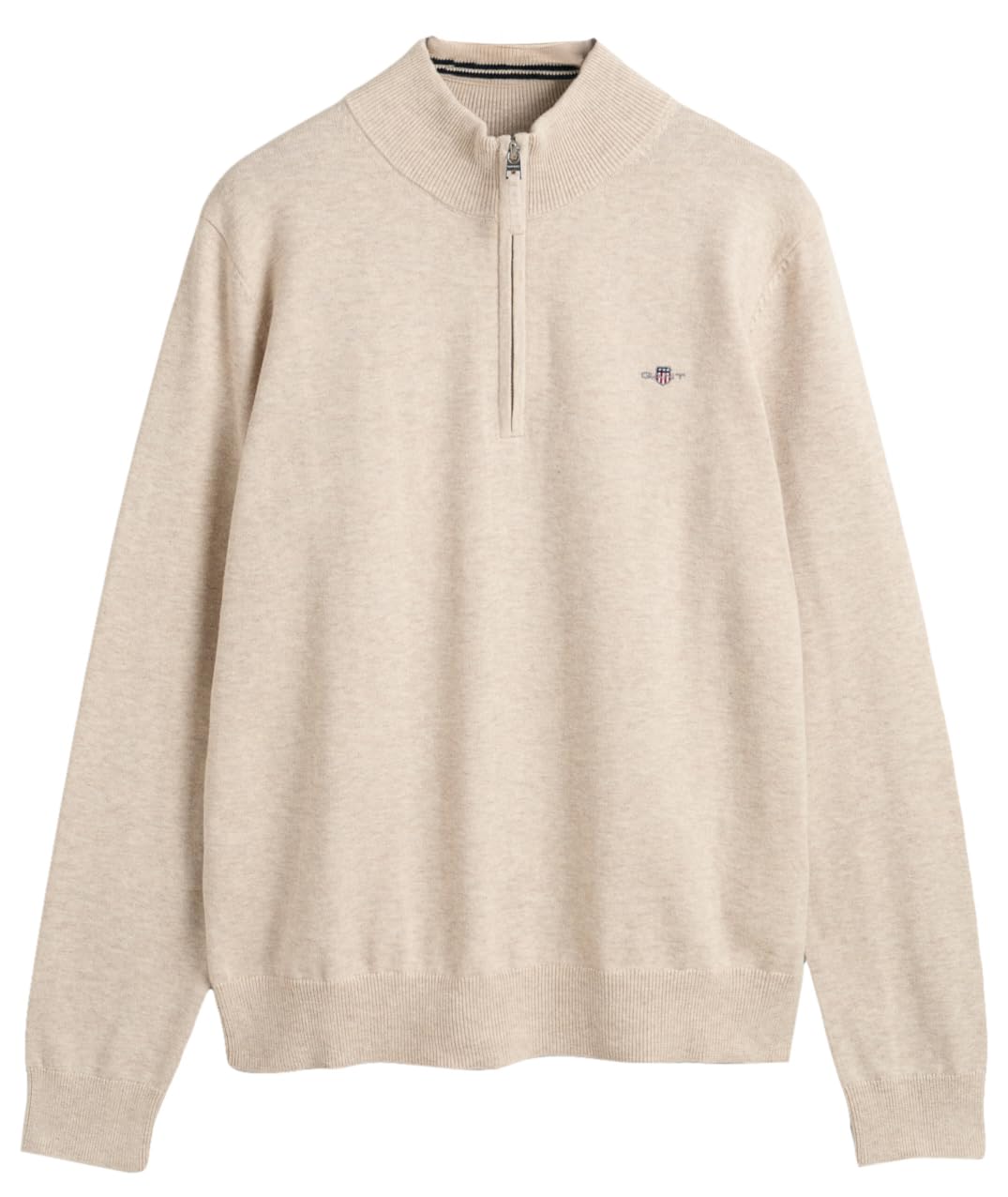 GANT Unisex Kinder Shield Cotton Half Zip Pullover Sweater, Light Beige Melange, 146-152