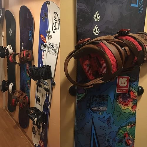 Miniatura 7 de Pmsanzay Estante de metal para colgar snowboard, estante de pared para snowboard, estante de montaje en pared de snowboard, te permite ajustar el