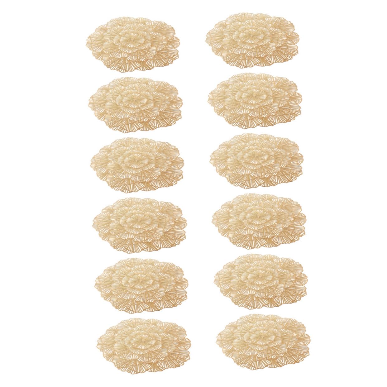 Mantel Individual Hoja de Ginkgo Dorado PVC 12 Piezas | Diseño Calado Elegante, Protector de Escritorio Multiuso, Formato Decorativo para Mesa