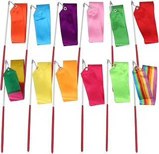 Abaodam 12 peças de fita de ginástica artística rítmica de 2 metros com vara para crianças, serpentinas dançantes, vara para artigos esportivos de ginástica