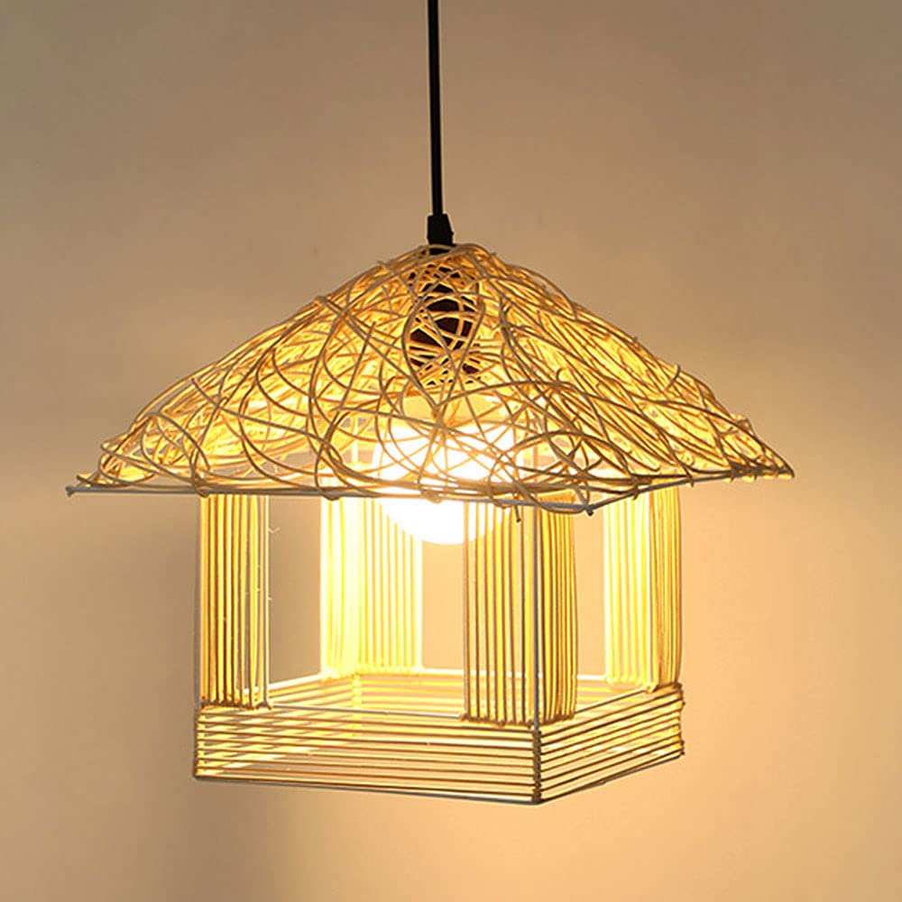 Lampe À Suspension Créative en Rotin, Lampes d'art en Bambou Fabriquées À La Main, Suspension À Abat-Jour en Bambou Artisanal Traditionnel, Adaptée Aux Lumières Décoratives Tatami dans