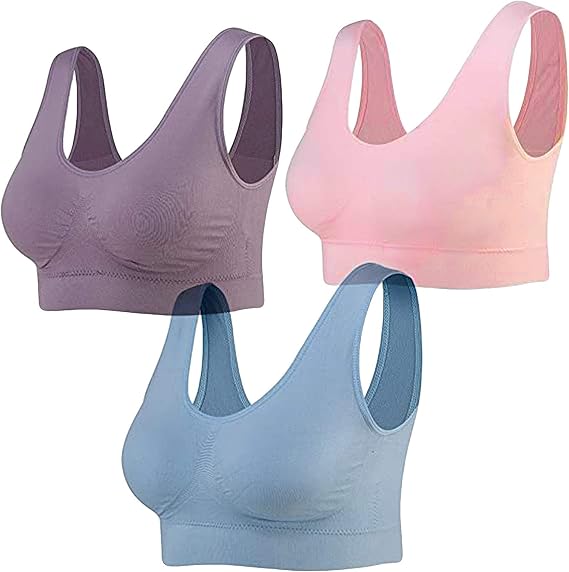 GHGNFG Women's Set of 3 Basic FeelGood Bra Sports Bra Spaghetti Straps