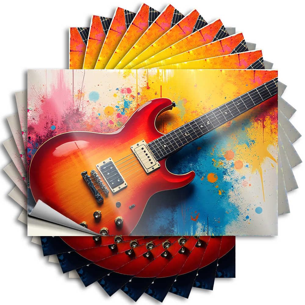 Abipuir - Car Stickers for Electric Guitar on Colorful Background, 10pcs Funny Car Stickers (12*18cm)