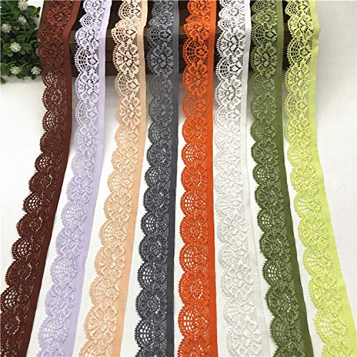 Yalulu 20 Yards Floral Lace Fabric Stretch Elastic Ribbon Trim Lace for Sewing Underwear Garment Headbands Crafts Making (Black) - Image 3