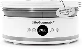 Elite Gourmet Desidratador digital de alimentos EFD329WD com 5 bandejas dobráveis SlimStore livres de BPA para armazenamento compacto, temporizador ajustável e controles de temperatura, carne seca