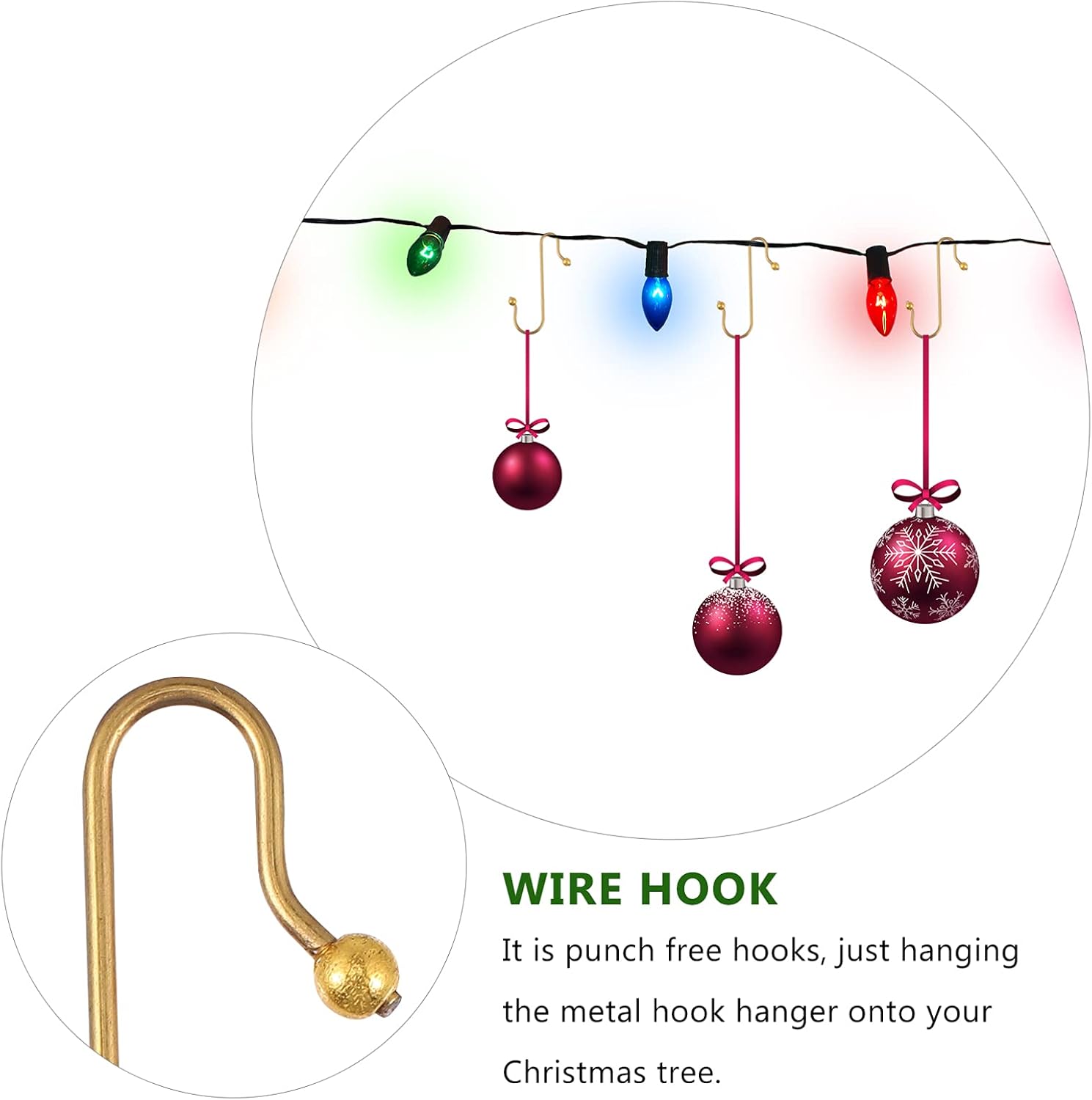 50pcs Xmas Hanging Hooks Creative Metal Decor Hooks for Christmas Tree Ornaments Multi-Functional Hangers for Holiday Decorations for Baubles and Party Displays
