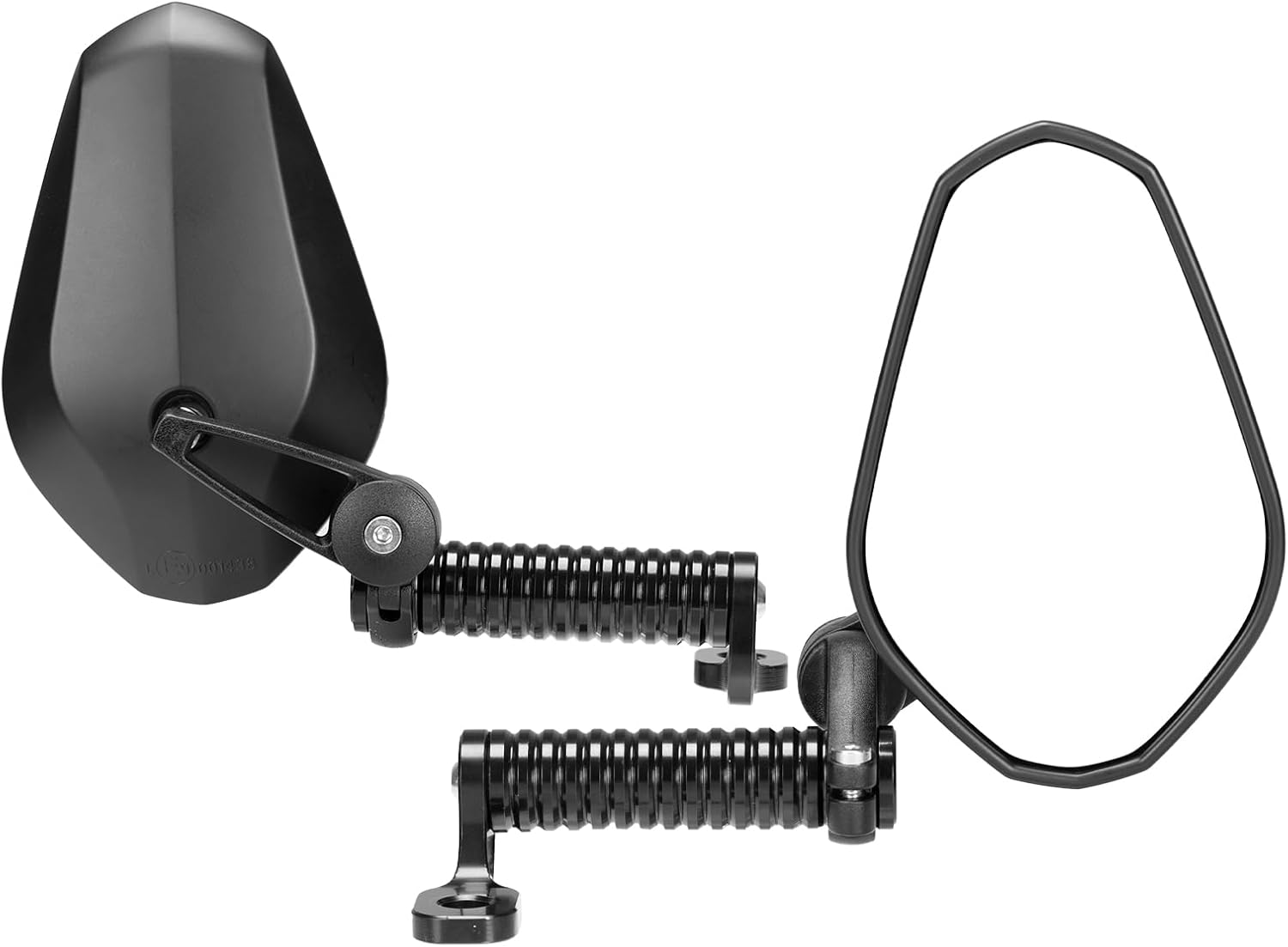 KEMIMOTO Billet Aluminum Motorcycle Mirrors with Extended Bracket, 10mm Bolt Heavy Duty Rear View Side Mirror Compatible with Spotlight and Phone Holder for Cruiser, Adventure, Street Bikes