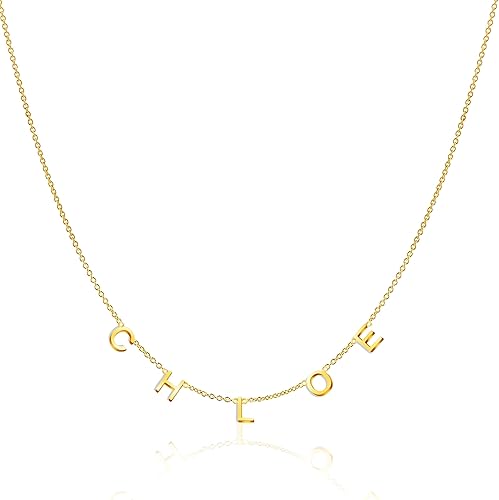 MignonandMignon Personalized Your Name Necklaces for Mom Women Multiple Initial Sideways Charm Custom Jewelry Minimalist Friendship Gift -RIN