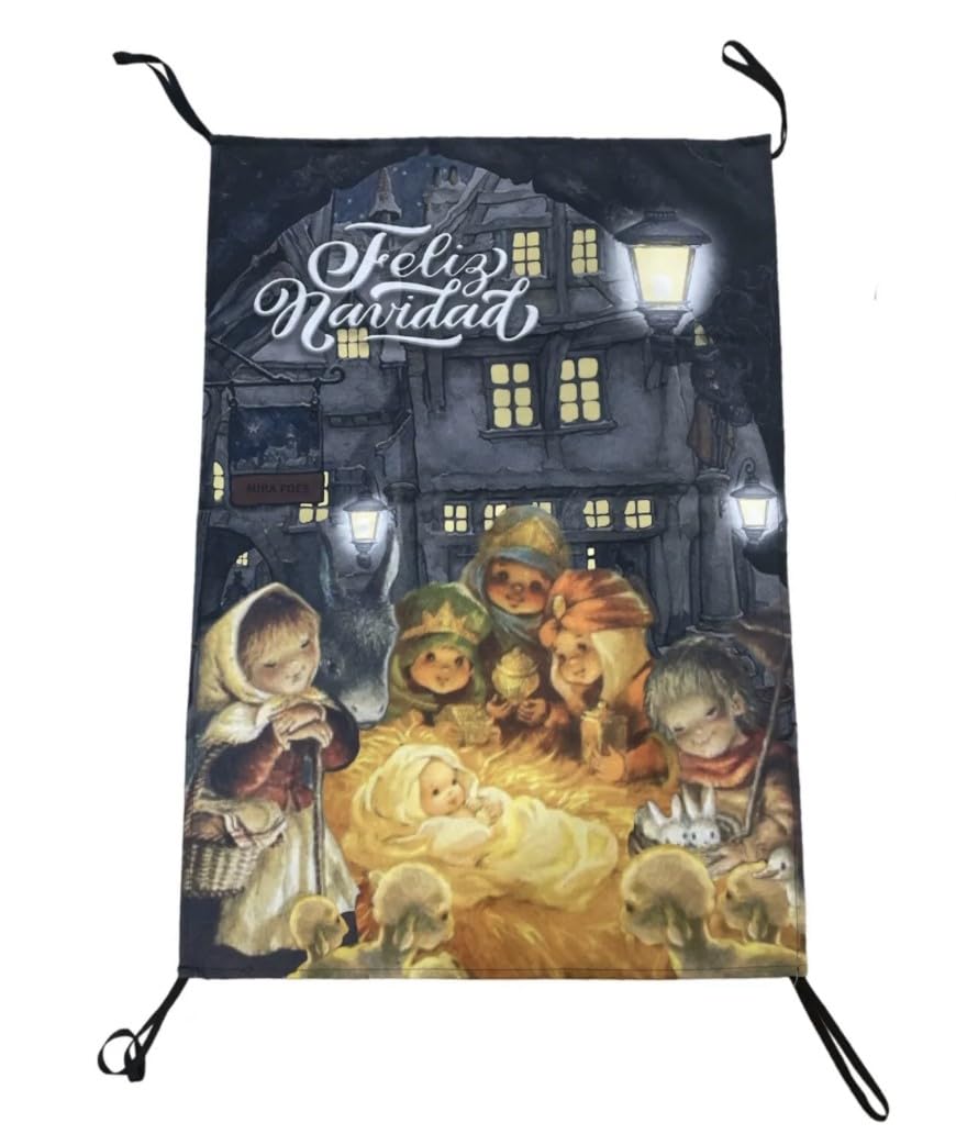 Balconera Adoración Reyes Magos | Colgadura Navideña Decorativa para Balcones | Escena Nacimiento Portal de Belén | 100x70 cms. | Ancestrad