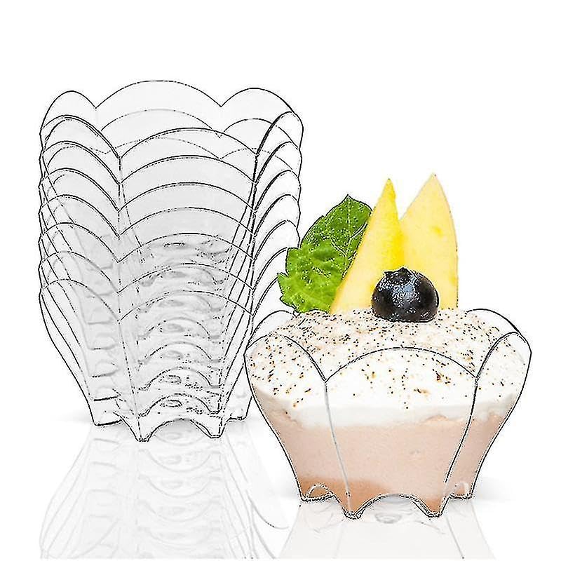 APOLLINE INDIA® 20pcs Mini Parfaits Dessert Cups Clear Crystal 70ml Small Serving Bowl for Tasting Party Desserts Appetizers(Flower Shape) 1