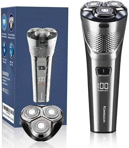 Miniatura 1 de Afeitadora eléctrica para hombres Face Clean Shave  Recargable USB-C, inalámbrica, máquina de afeitar rotativa secahúmeda con pantalla LED y hoja de
