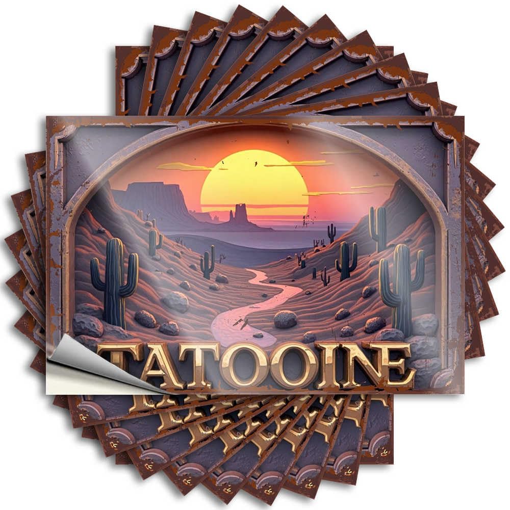 Tattoo Bedroom Decor for Men Waterproof Vinyl Sticker | Sunset Over The Desert: A Journey to Tatooine Books Tumbler for Billiard DIY Projects(8X12CM)