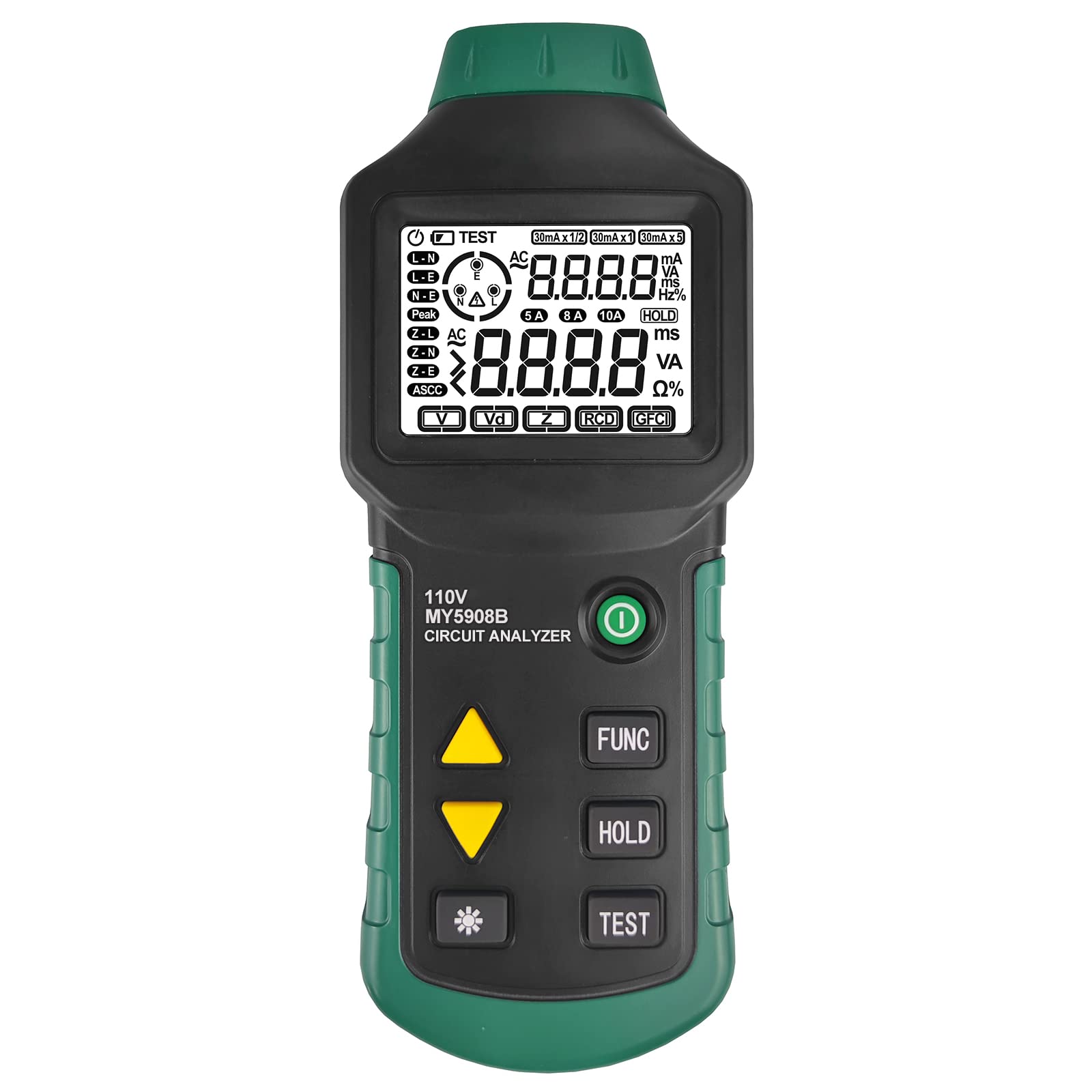 Digital Circuit Analyzer True RMS AC Voltage RCD GFCI Electrical Tester Line Fault Test Device with LCD Backlight, Data Hold, US Plug, Storage Bag (B0BR9RQWWK) Amazon Price History, Amazon Price Tracker