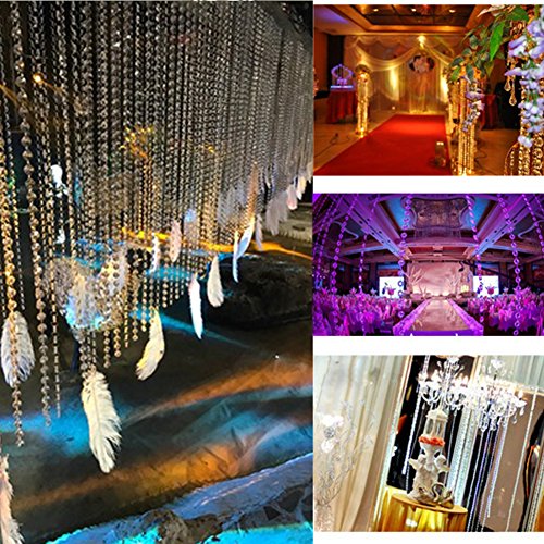 Kipetto 33Ft Crystal Acrylic Gems Bead Strands Hanging Clear Diamond Chain For Wedding Birthday Party Decorations #TOP3