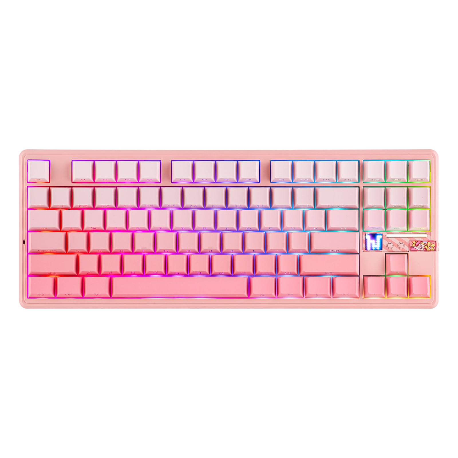 MechLands Aula F87 PRO V2 Wireless Gaming Keyboard with 10000mAh Battery, 8K Polling, SOCD/MT/TGL, BT/2.4GHz/Wired, Hot Swap TKL Mechanical Keyboard with Creamy Gasket, RGB Backlit (Pink Gradient)
