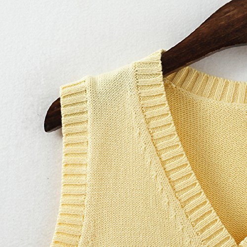 Image of Men Women Knitted Cotton V-Neck Vest JK Uniform Pullover Sleeveless Sweater School Cardigan