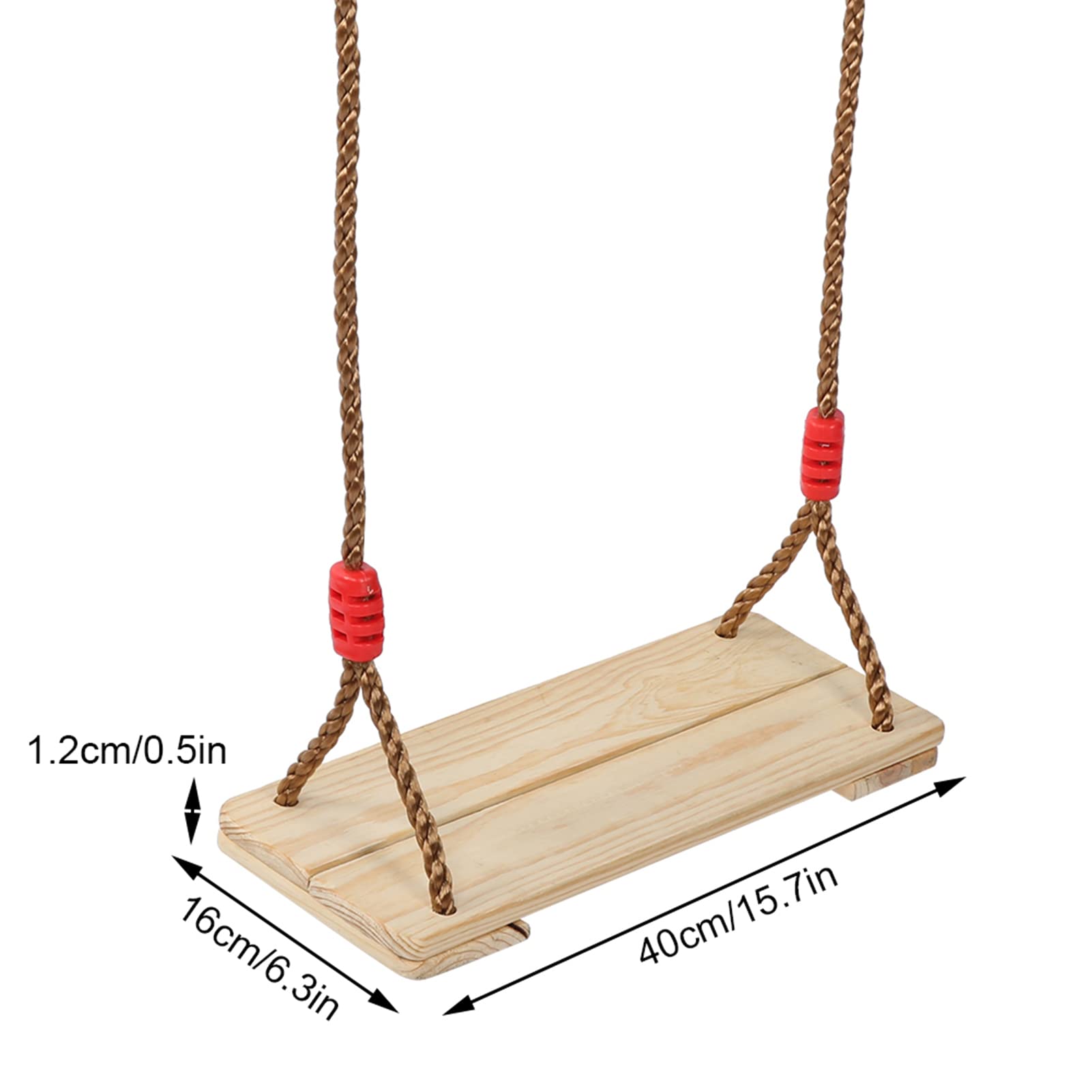 Altalena sospesa per bambini, altalena in legno per bambini e adulti, design dalla forma unica con fibbia di regolazione in metallo, corda intrecciata a più fili per parchi giochi