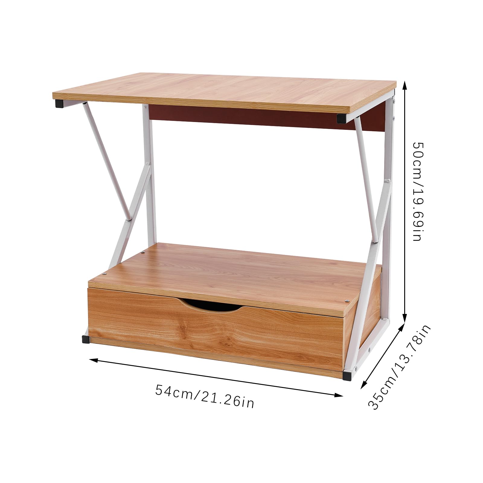 Mikrowellengitter mit 2 Ebenen, Belastung 10 kg, Stamm + Weiß, 54 x 35 x 50 cm