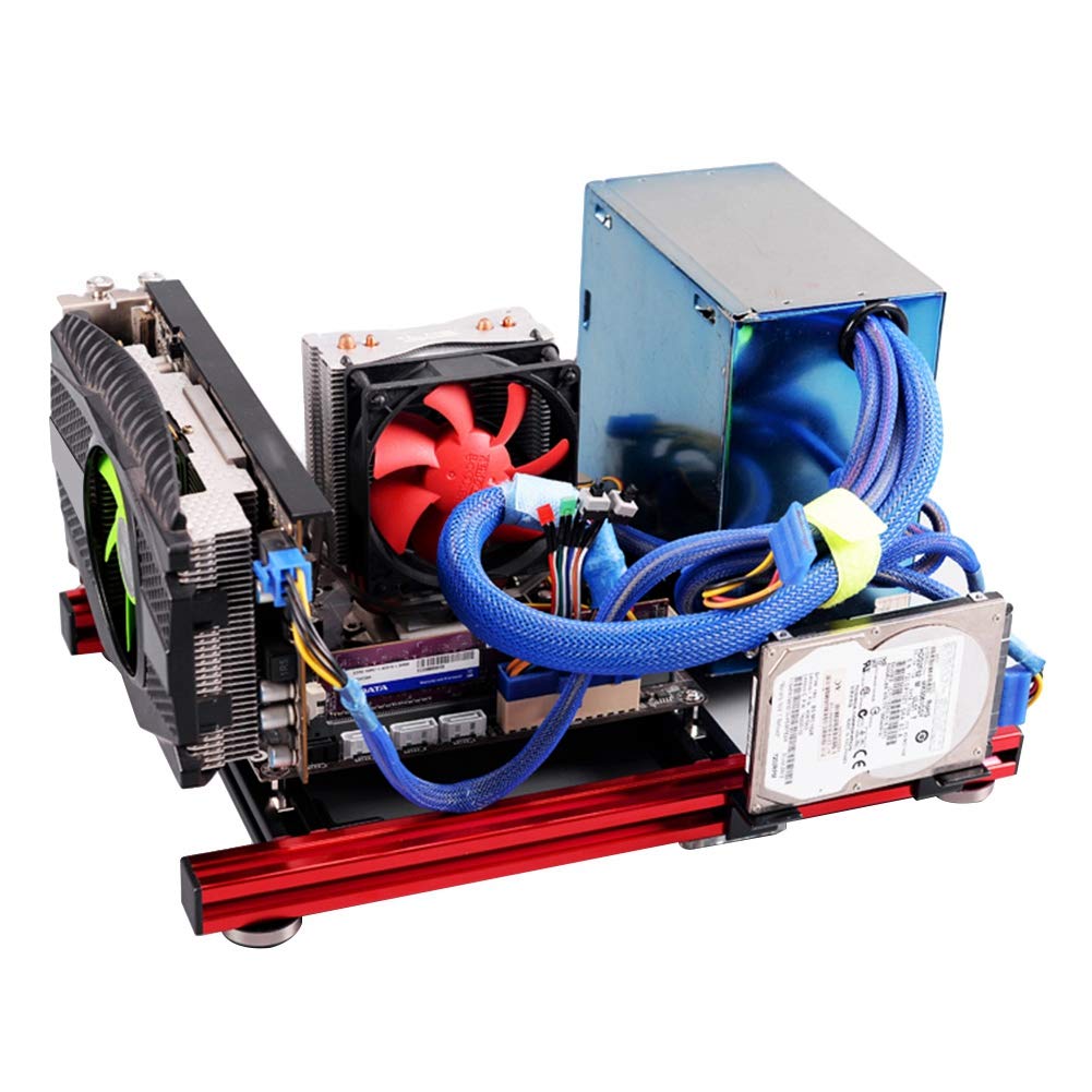 KUIDAMOS Obudowa Komputera Mini M-ATX z otwartą aluminiową ramą dla Majsterkowiczów, Lekka Konstrukcja 1258 G, Konstrukcja Akrylowa i Metalowa