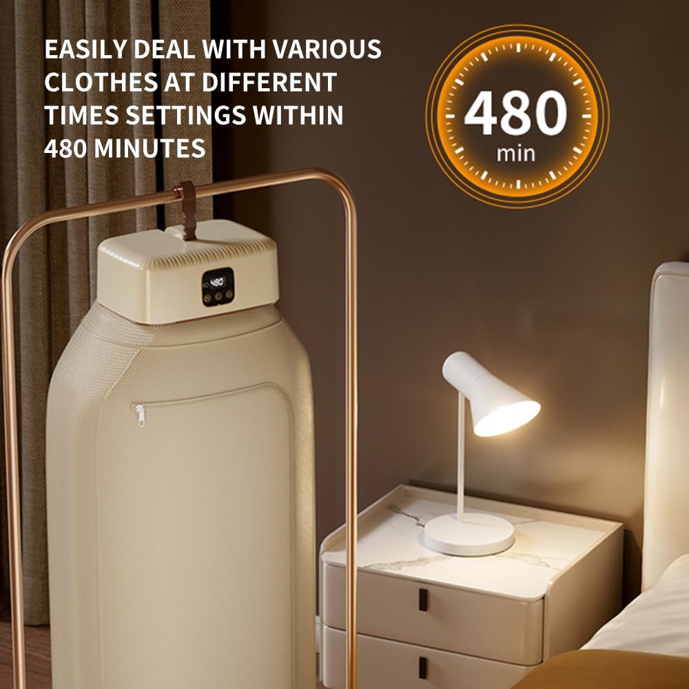 Portable Clothes Dryer - Mini Small Compact Foldable Quiet Fast-Drying Electric Machine with Adjustable Timer for Travel,RV, Home,Apartment(Beige)