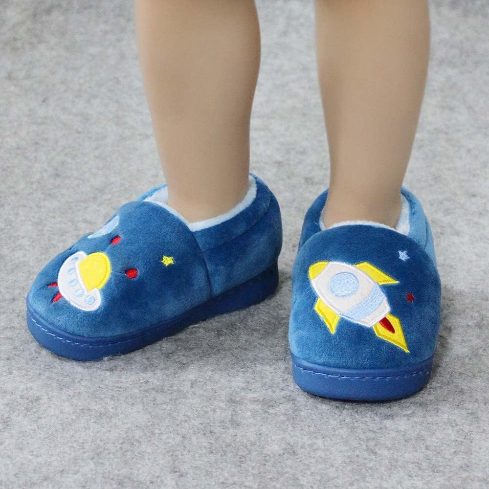 ESTAMICO Girls Cute Cartoon Slippers with Memory Foam Kids Plush Warm Winter House Shoes - Image 2