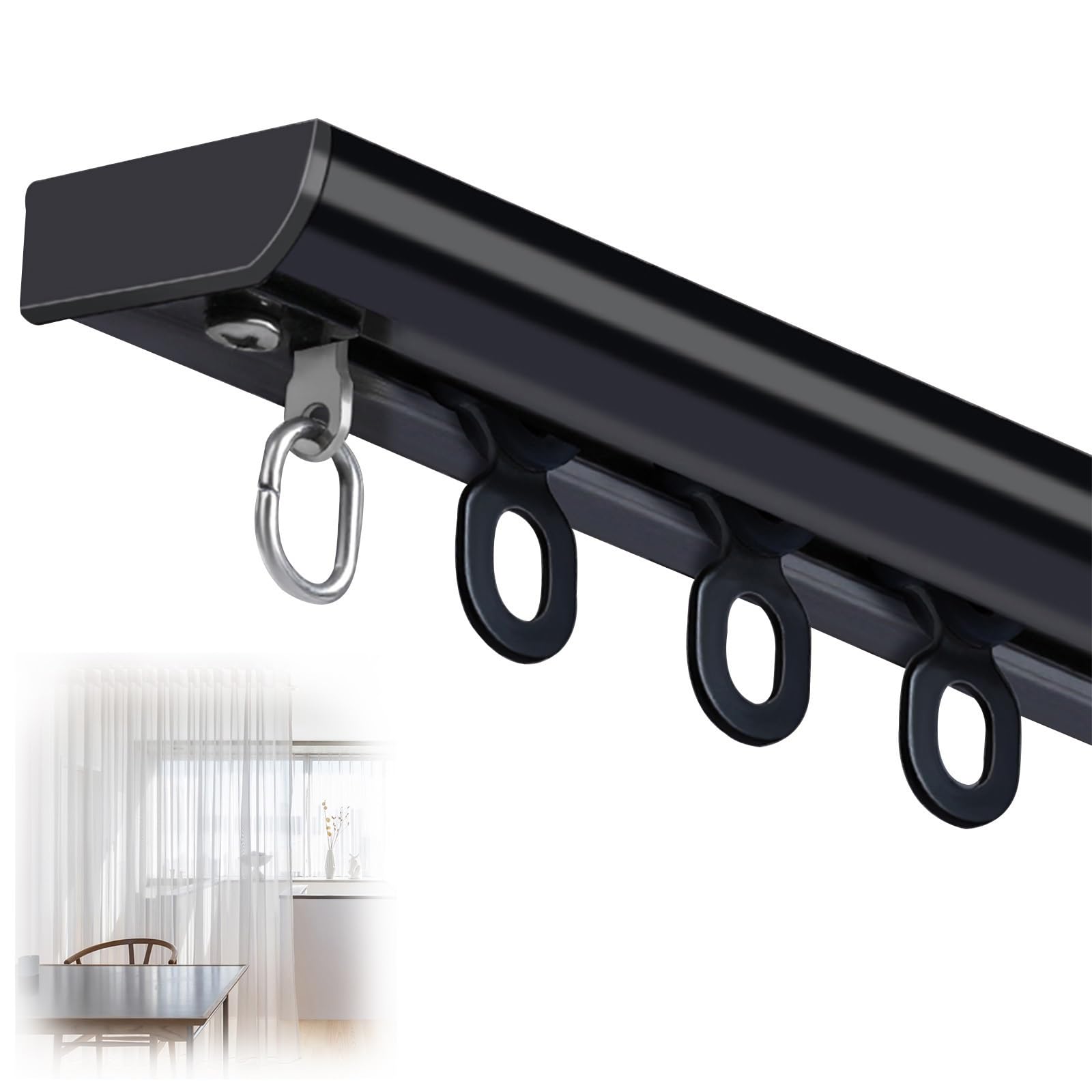 Deckenvorhangschiene, 1–6 M, Gardinenschiene-Set Aus Aluminiumlegierung, Gardinenstange Für Raumteiler/Wohnzimmer/Schlafzimmer/Innenfenster(C-1,120cm)