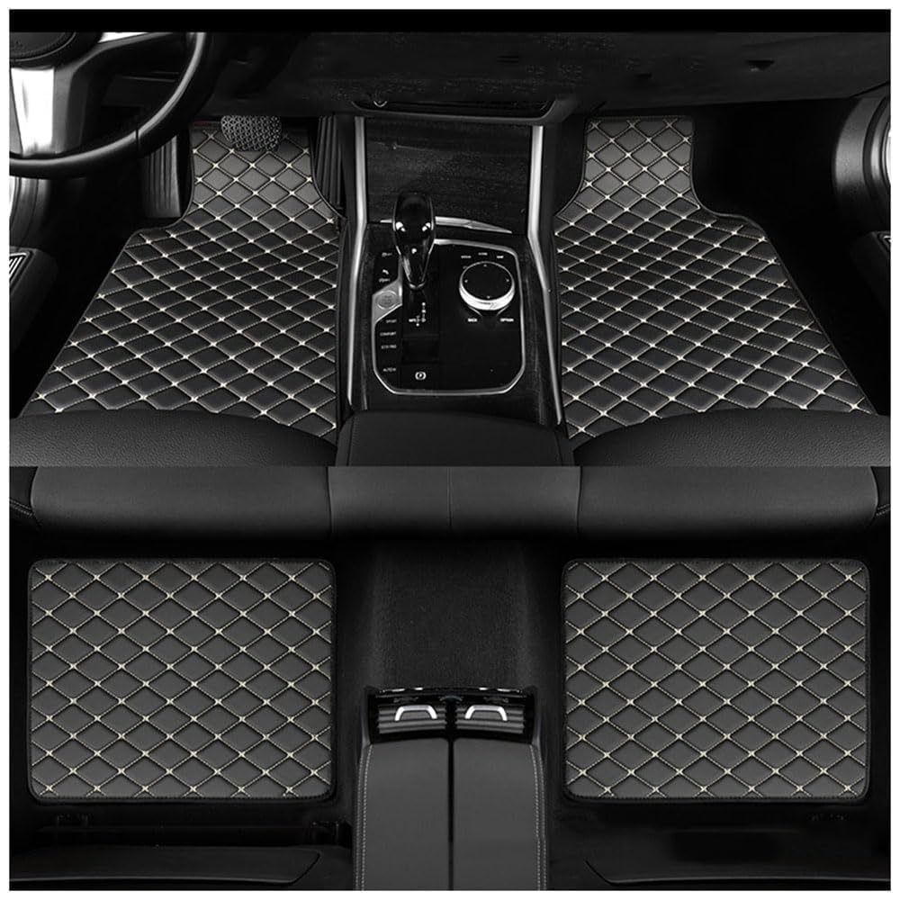 Xathkjoe C/Black Beige 4 Ps Ar Floor Mats, For Mg Hs Automati 2019-2024 Ustomized Leather Ar Floor Mats All Weather Waterproof Non-Slip Arpet Floor Matts Ar Aessories,