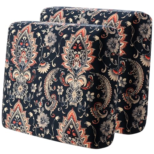 Image of YISUN Sofa Couch Cushion Covers, Stretch Printed Couch Seat Slipcover, Soft Couch Cover for Dogs, Washable Non-Slip Furniture Protector for Sectional Armchair Loveseat (Navy Blue, 2 piece)