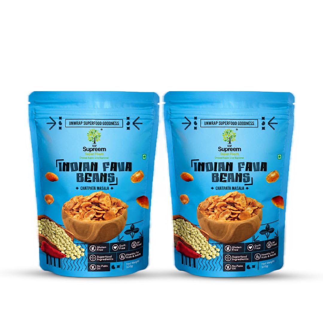 Supreem Super Foods Indian Fava Beans | Perfect Snack for Breakfast and Midnight Munching | Chatpata Masala Flavour | Healthy and Tasty | Protein & Fibre Rich | Pack of 2 (100 gms each)-image-33