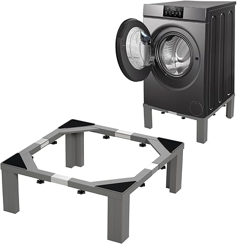 Miniatura 7 de Soporte de acero inoxidable resistente para lavadora y secadora con 4 pies fuertes, base de soporte de lavadora y base universal para