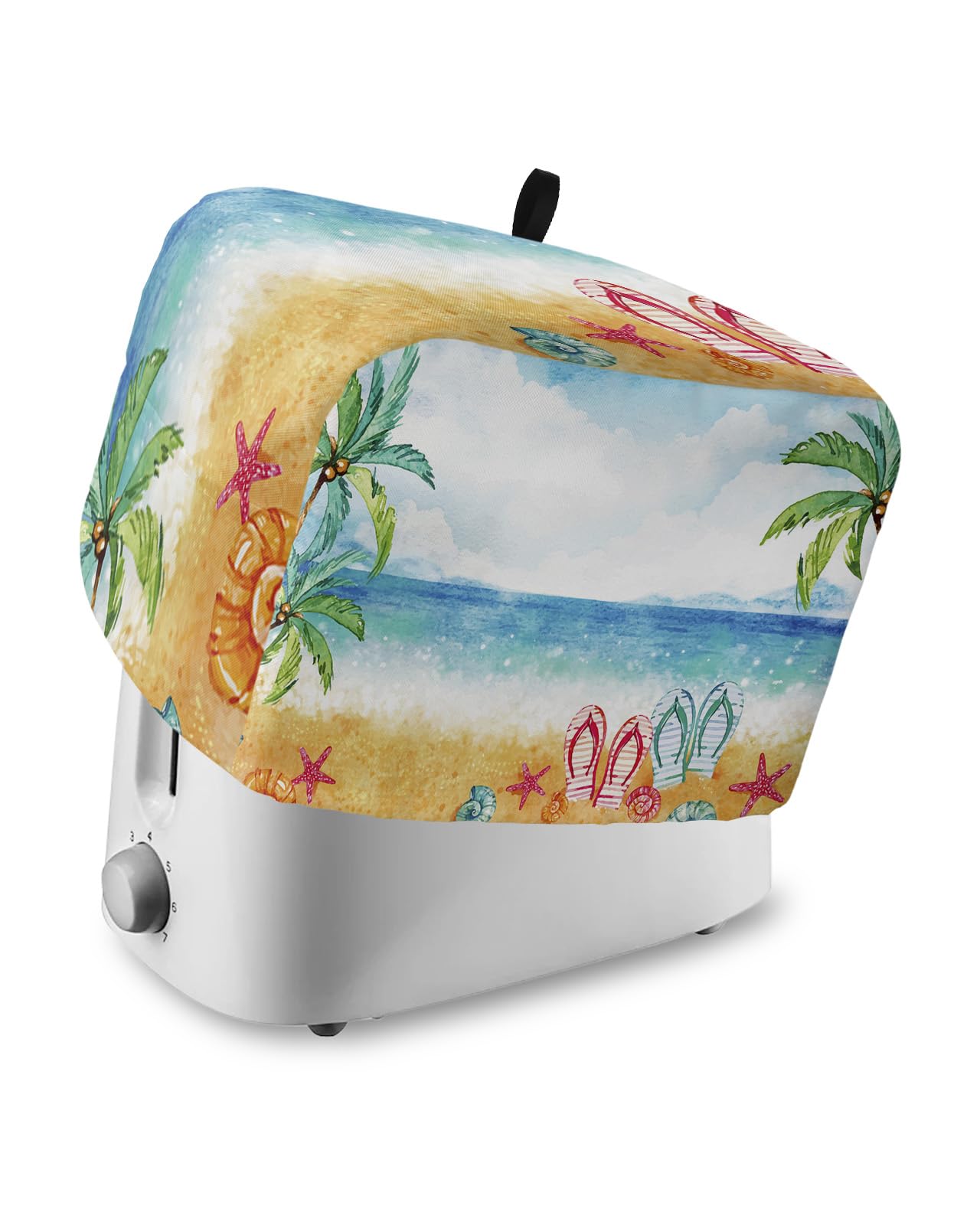Toaster Dust Cover with Pockets, Watercolor Style Beach Coconut Tree Flip Flops Soft Washable 4 Slice Toaster Cover, Dust-proof Cover for Small Appliance Cover and Fingerprint Protection-picture-35