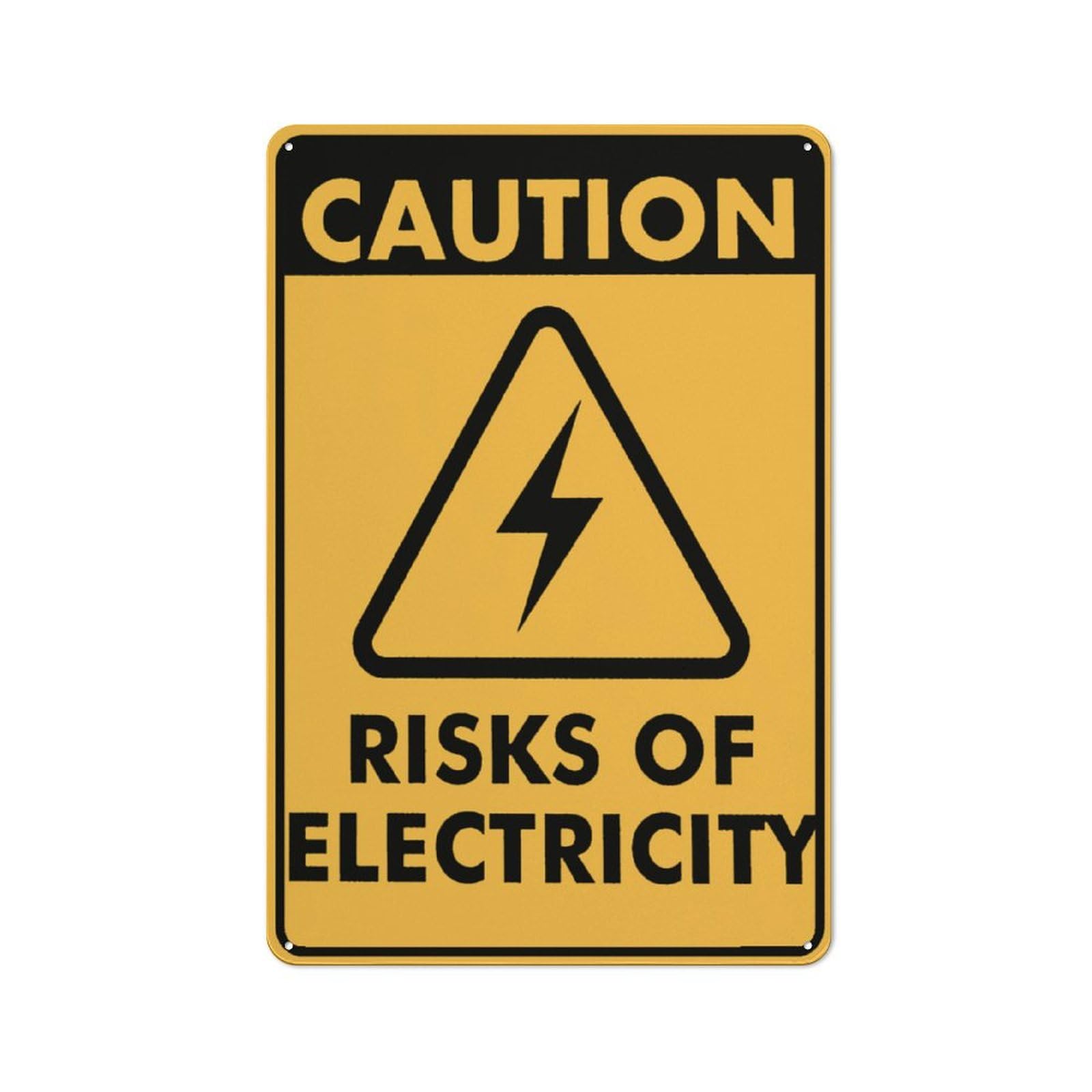 Caution Risk Of Electricity Sign 8"X12" Rust Free Aluminum Signs Outdoor, Metal Tin Sign For Home, Business, Yard