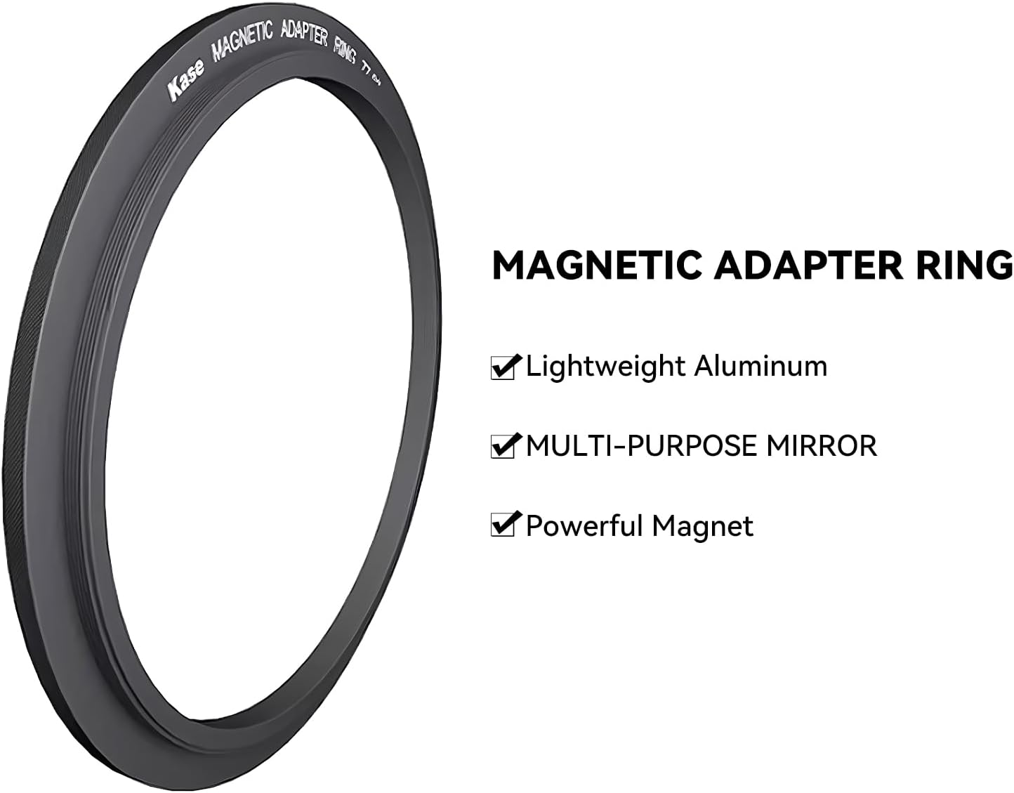 Kase 72-82mm Magnetic Step Up Ring, Aviation Aluminum 0.5s Snap-On Frame for CPL/ND/UV Filters, No Vignette 16mm Wide-Angle DSLR Mirrorless Video, Replaces Screw-Mount Rings