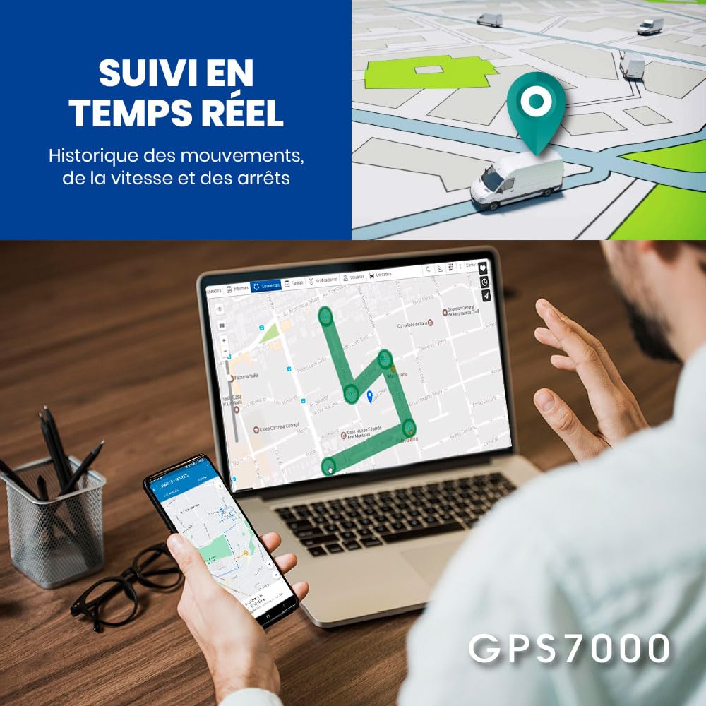 GPS7000-4G Localisateur GPS caché pour véhicules | 90 Jours Inclus | Installation Facile | Après 90 Jours, Vous Pouvez Vous abonner volontairement | Aucun Frais caché